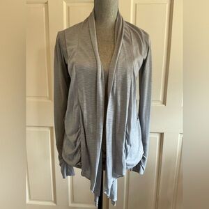 Mondetta Light Gray Draped Open-Front Cardigan